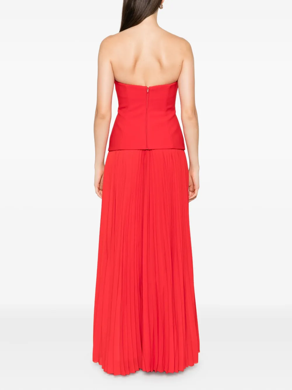 Solace London Britt geplooide strapless jurk Rood