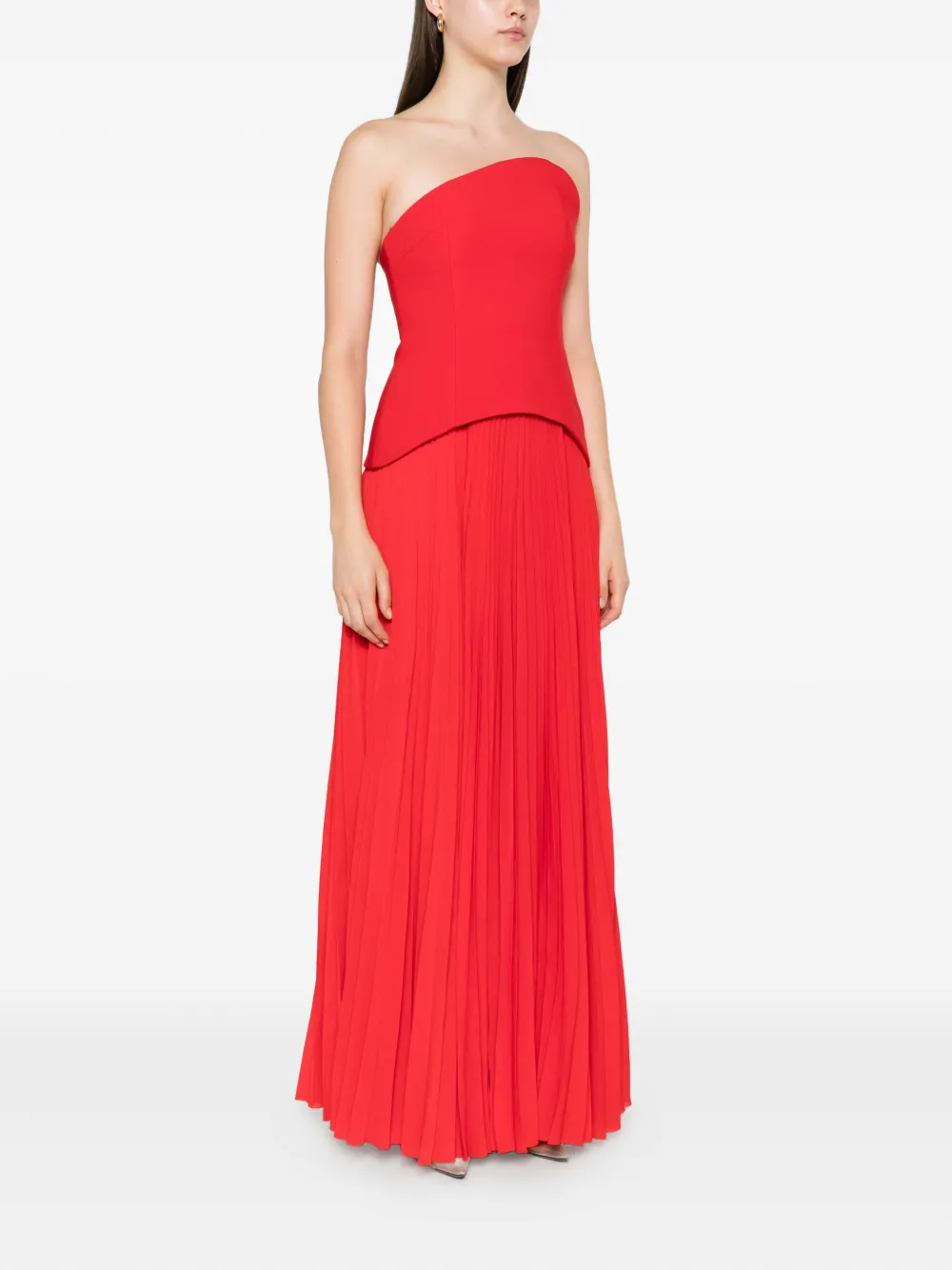 Solace London Britt geplooide strapless jurk Rood