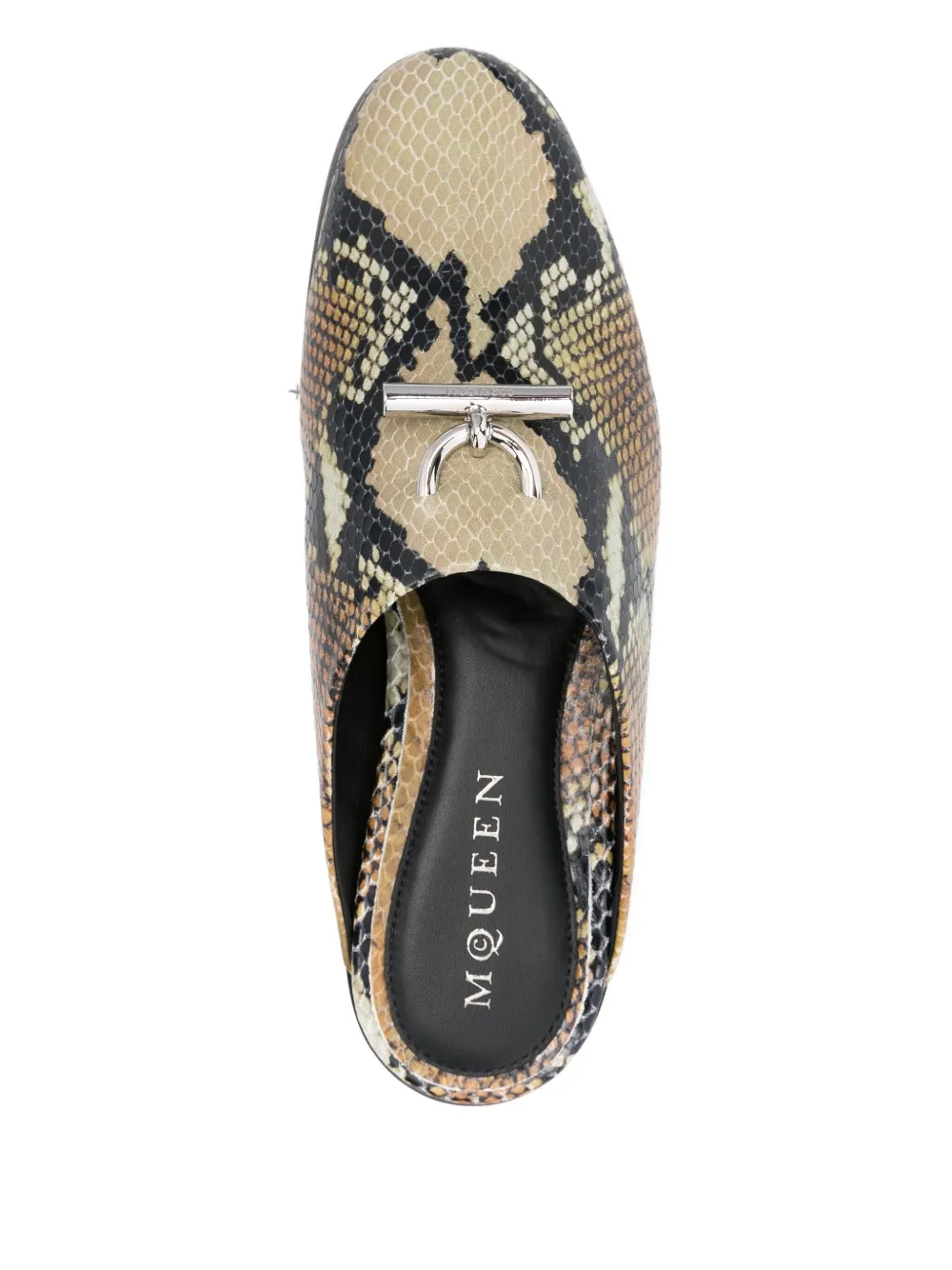 Alexander McQueen snakeskin-effect leather mules Neutrals