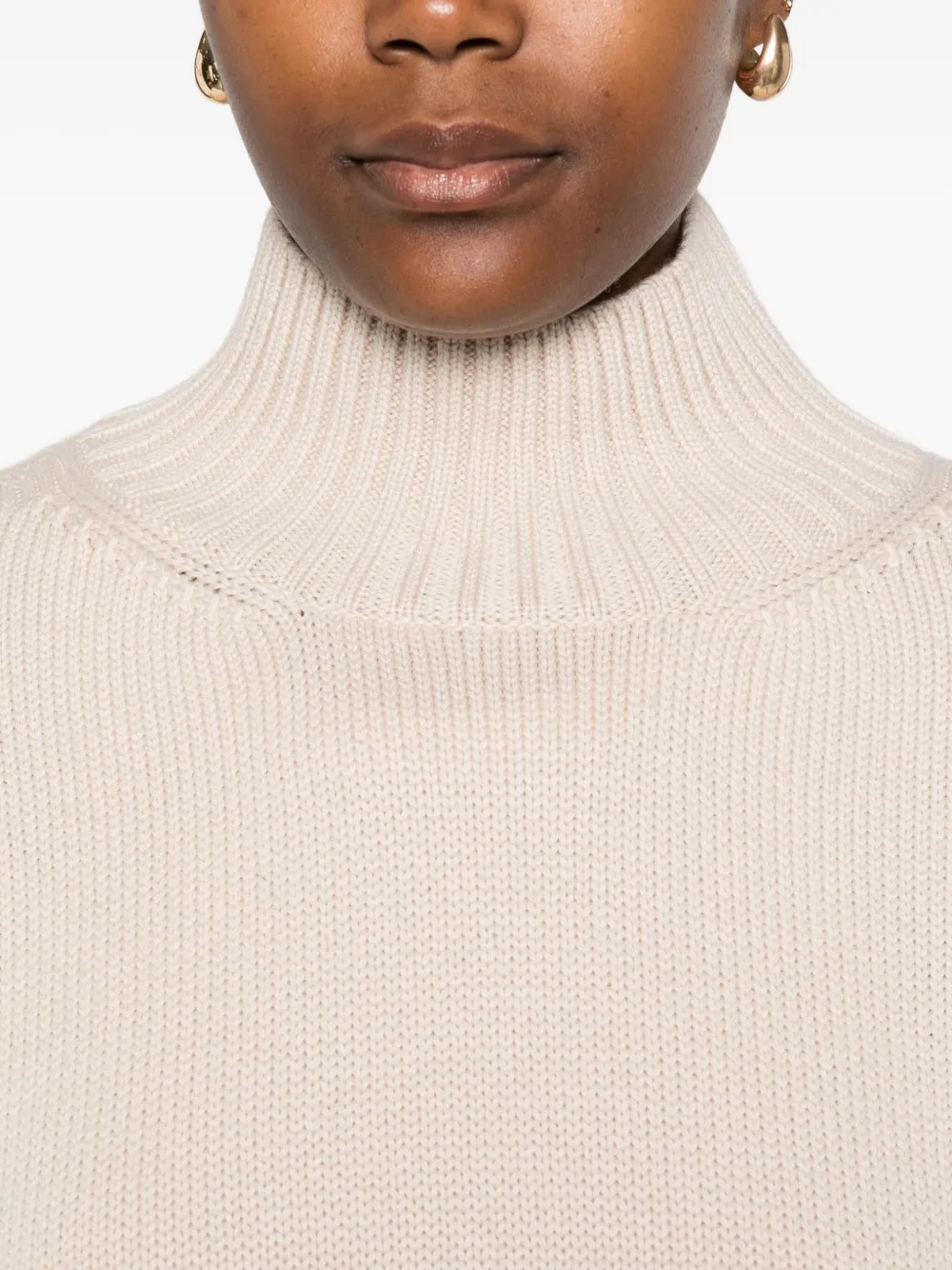Fabiana Filippi Geribbelde trui met hoge hals Beige