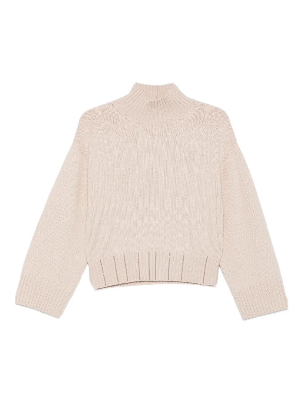 Fabiana Filippi Geribbelde trui met hoge hals Beige