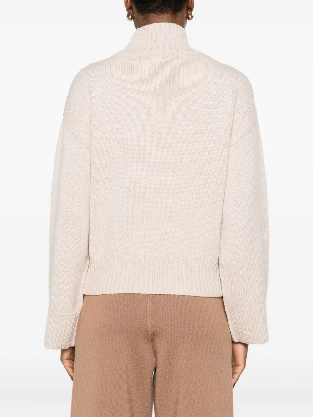 Fabiana Filippi Geribbelde trui met hoge hals Beige