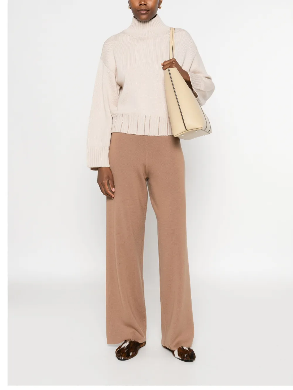 Fabiana Filippi High waist wollen broek Bruin