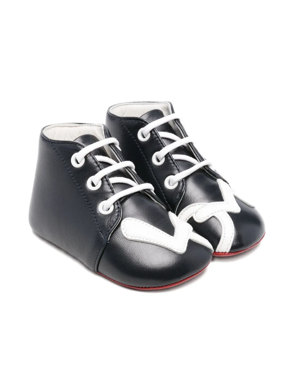 Christian Louboutin Kids lace-up leather baby shoes Blauw