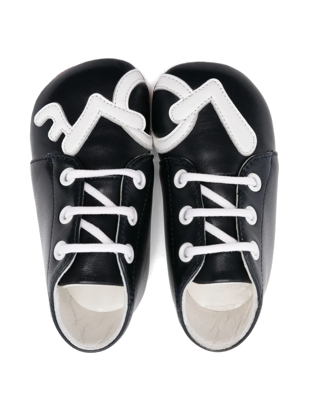 Christian Louboutin Kids lace-up leather baby shoes Blauw