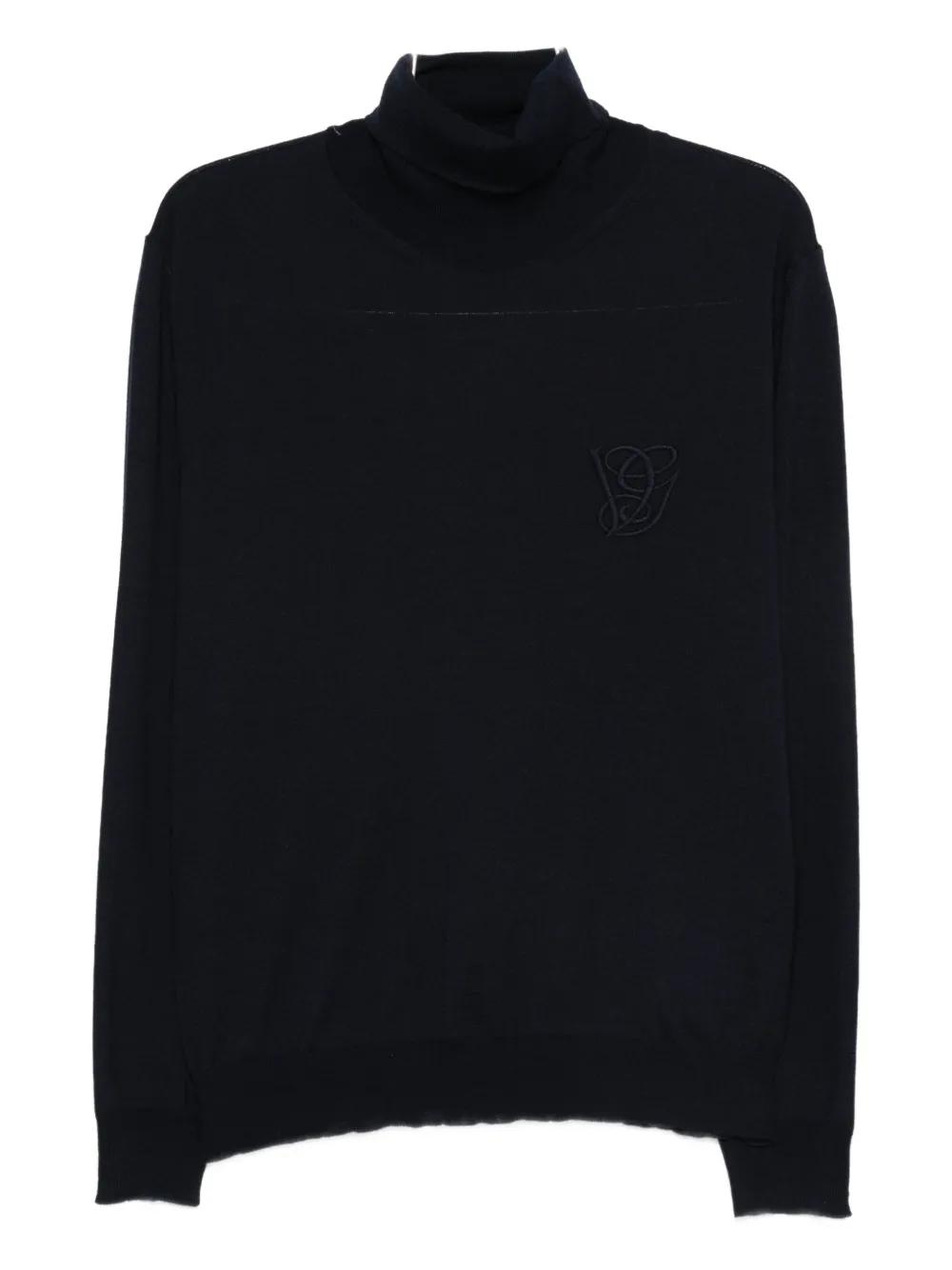 Valentino Garavani logo-embroidery turtleneck sweater - ブルー Valentino Garavani logo-embroidery turtleneck sweater - ブルー