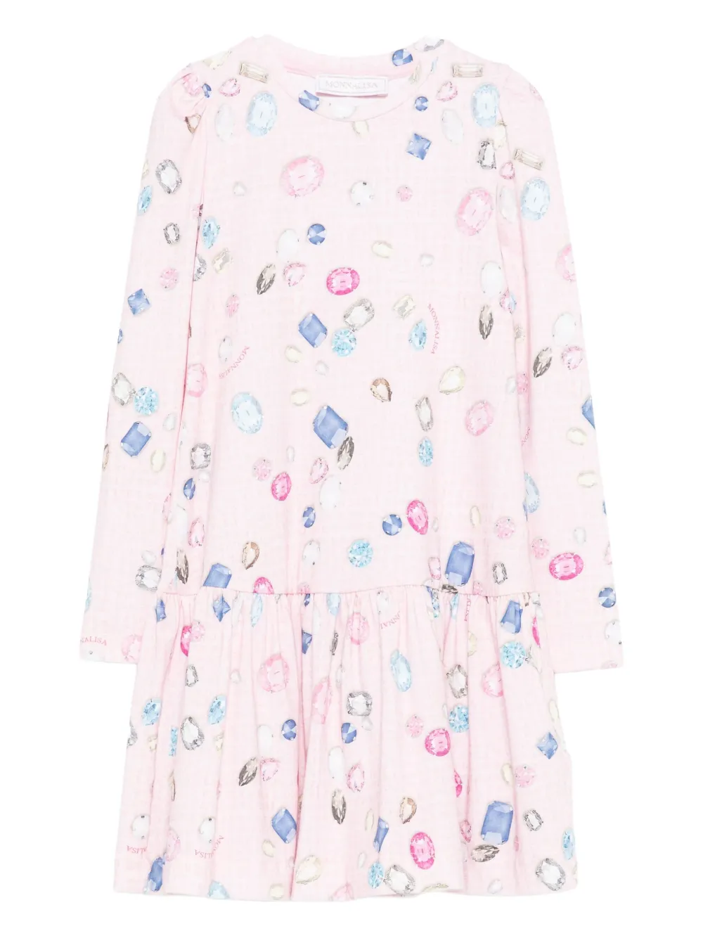 Monnalisa jewel-print flared dress Roze