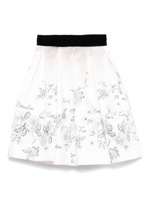 Monnalisa pleated floral-print skirt