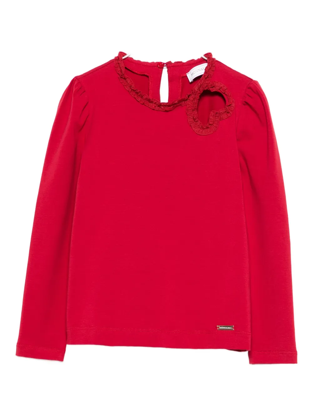 Monnalisa heart-detail ruffled top Rood