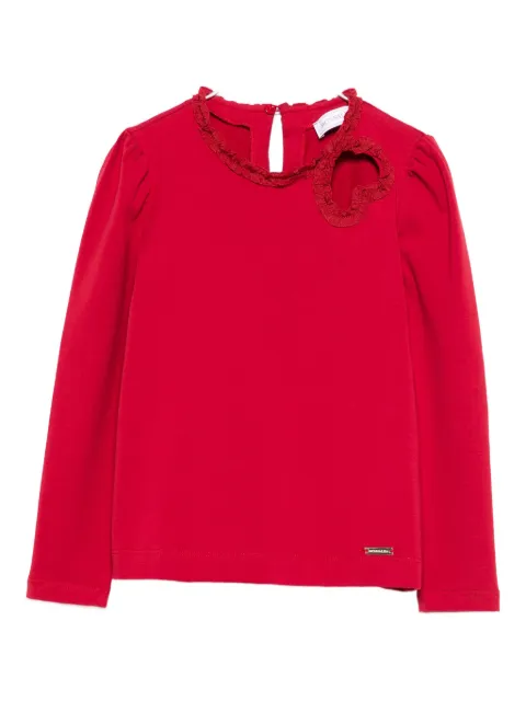 Monnalisa heart-detail ruffled top