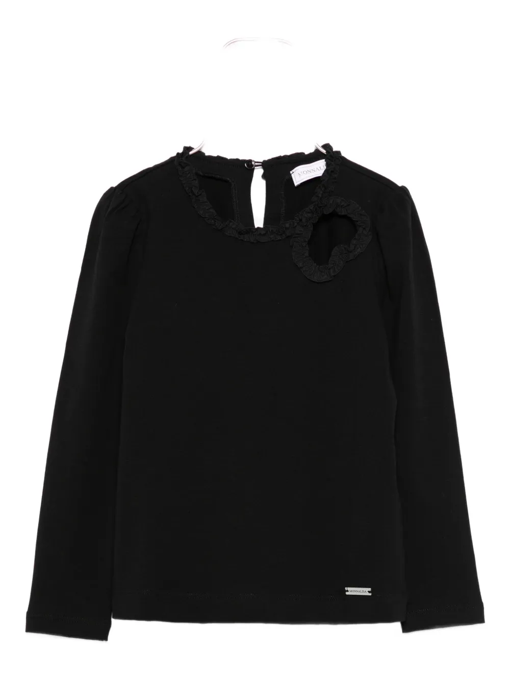 Monnalisa lace-insert long-sleeve top Zwart