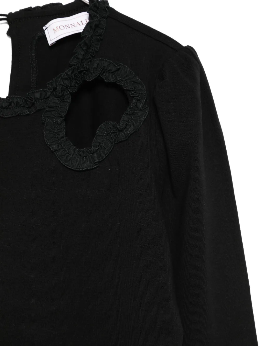 Monnalisa lace-insert long-sleeve top Zwart
