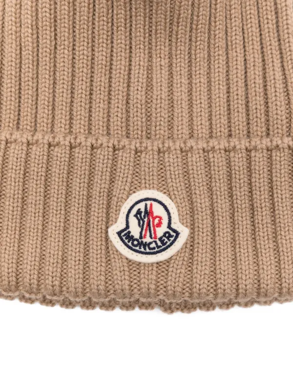 Moncler Enfant アイボリー ビーニー 値下げしました Moncler Enfant Ribbed pom-pom Beanie | Neutrals | FARFETCH