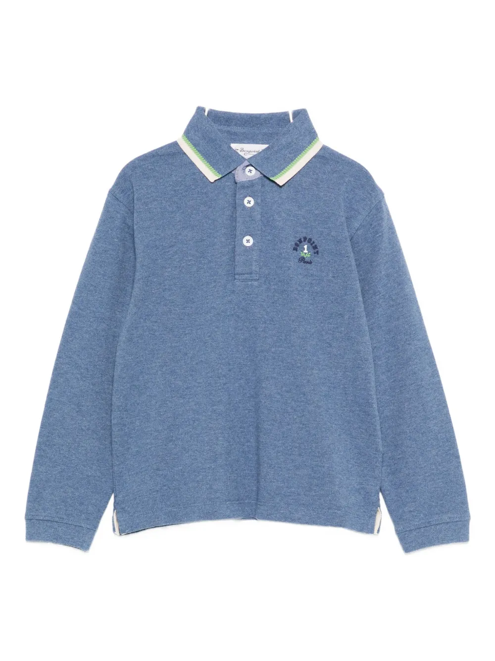 Bonpoint long-sleeve tipped polo shirt Blauw