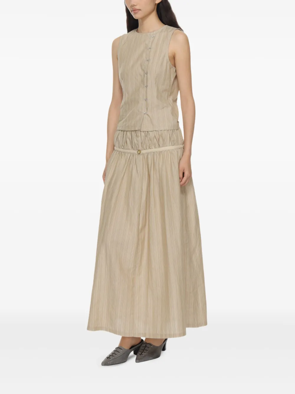 Paloma Wool Gestreept gilet met haak Beige