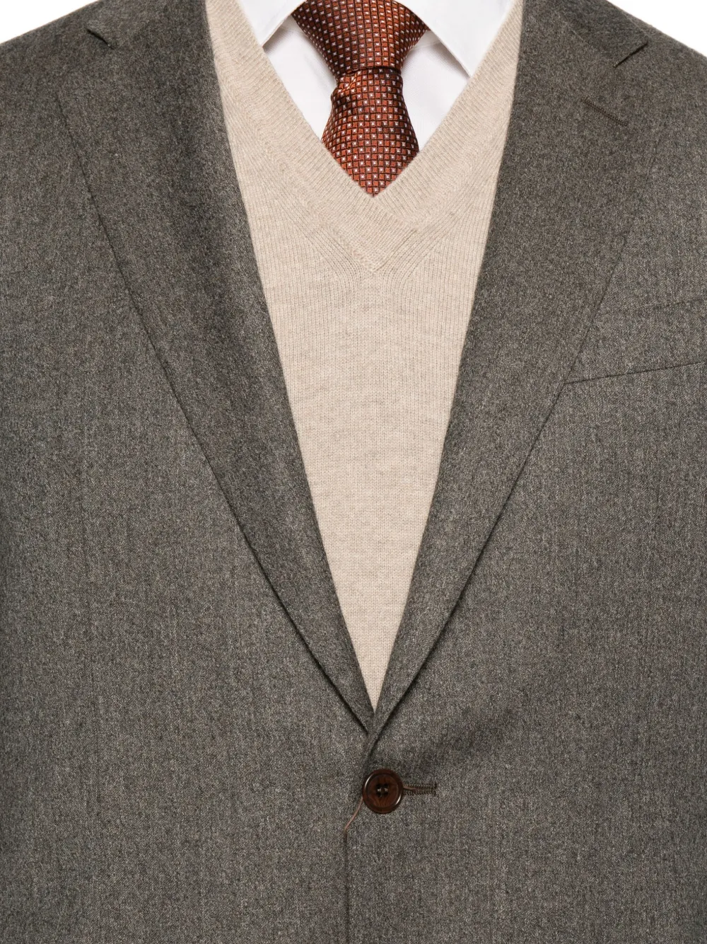Canali Herringbone Wool Suit In Brown