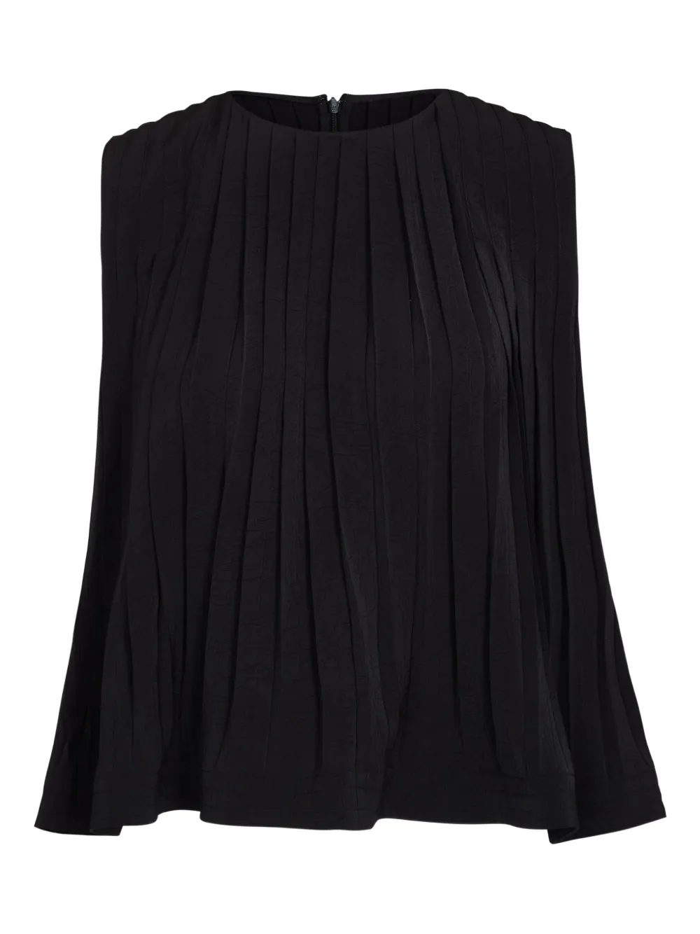 Vince pleated round-neck top Zwart