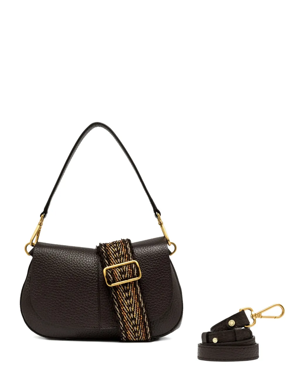 GIANNI CHIARINI Helena leather shoulder bag Bruin