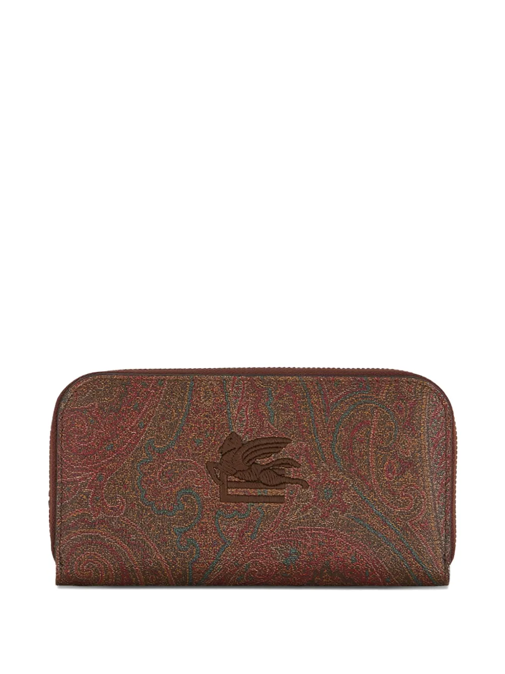 Etro Paisley Zip-around Wallet In Brown