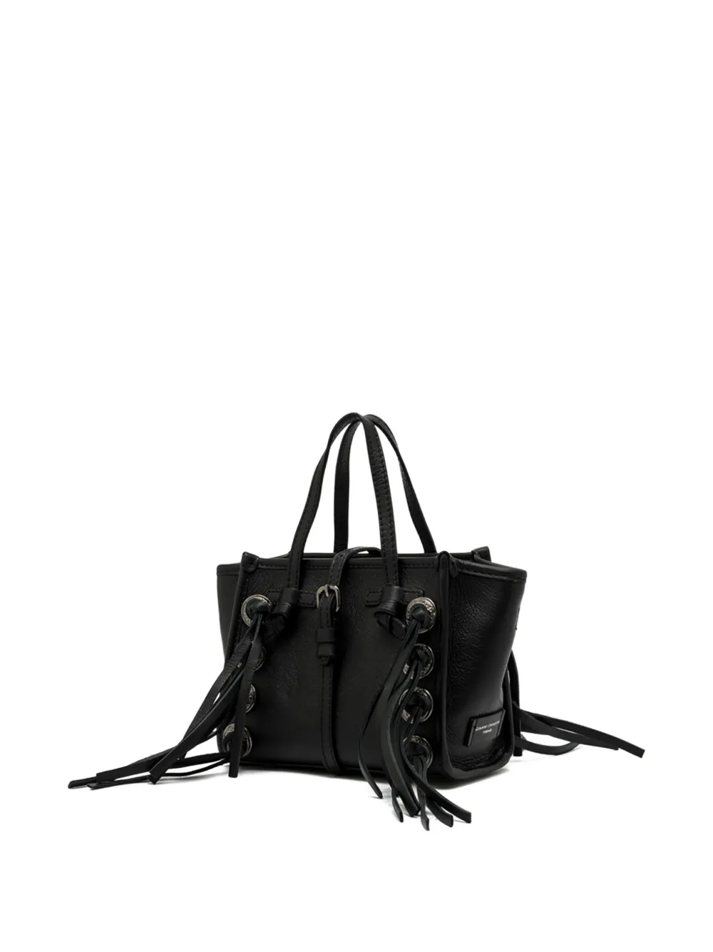 GIANNI CHIARINI Marcella leren shopper verfraaid met franje Zwart