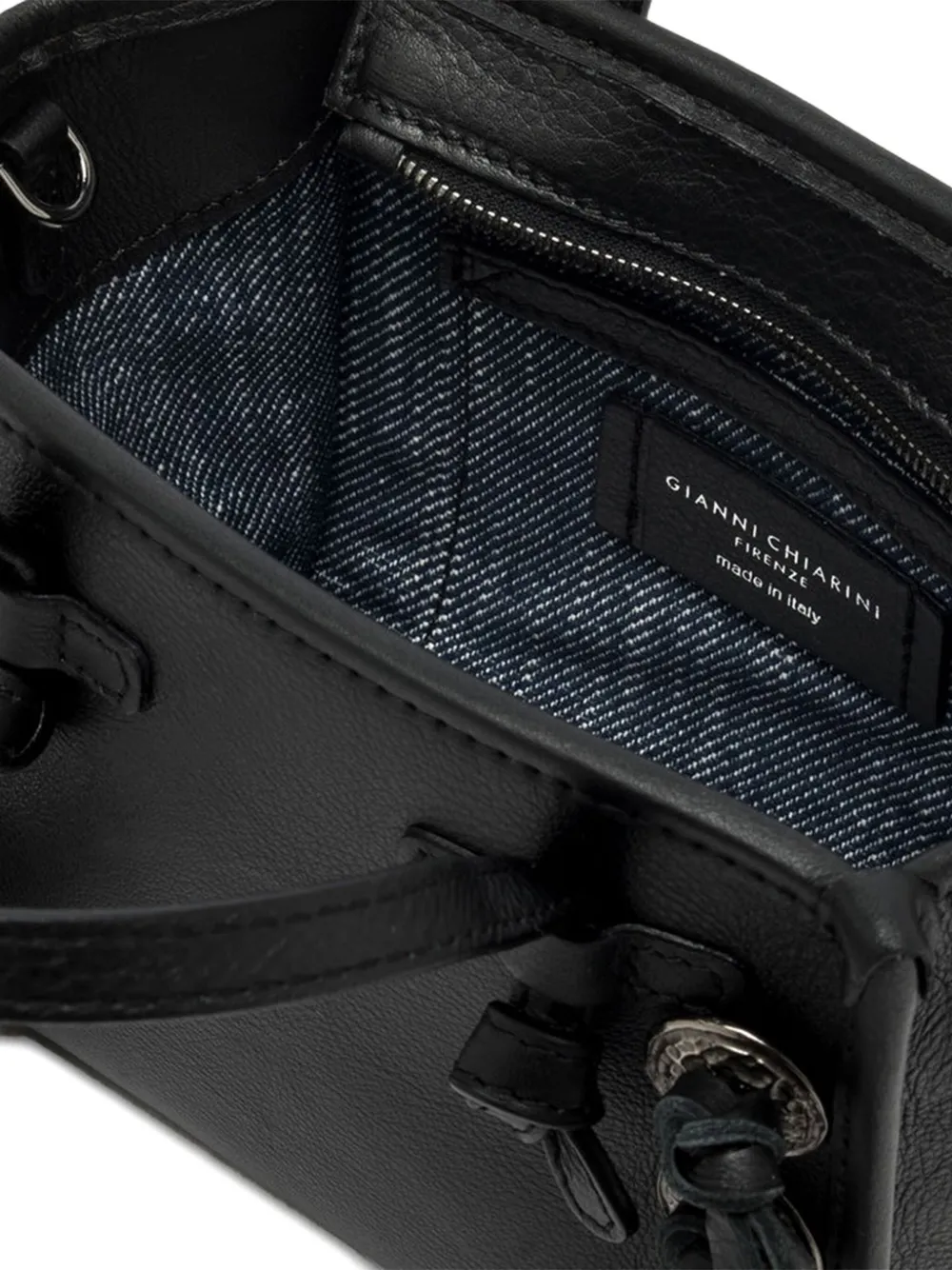 GIANNI CHIARINI Marcella leren shopper verfraaid met franje Zwart