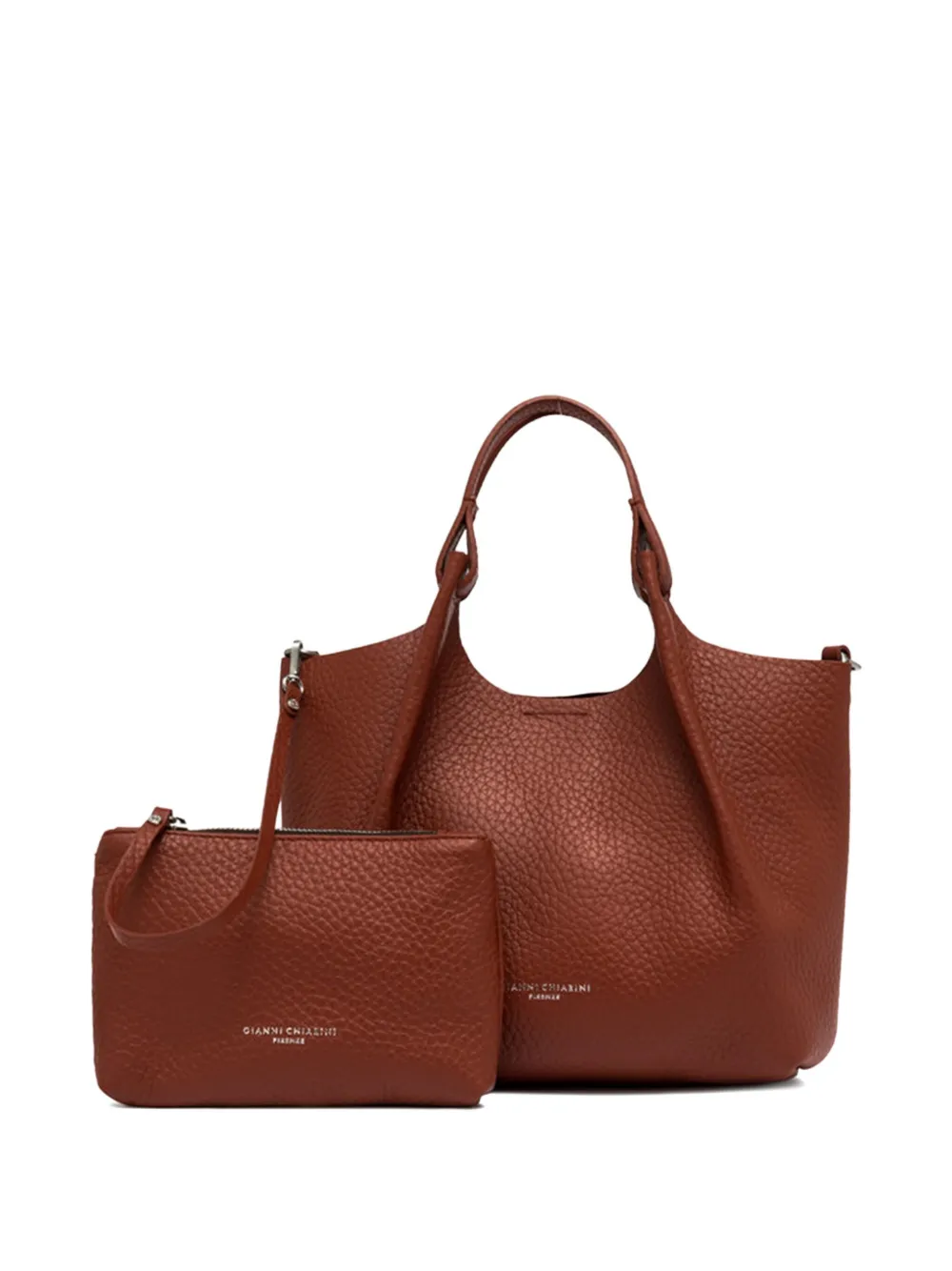 GIANNI CHIARINI Dua knotted-handle leather tote bag Bruin