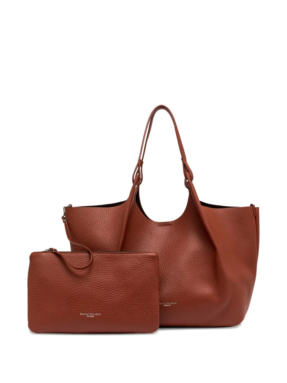 GIANNI CHIARINI Dua leren schoudertas Bruin