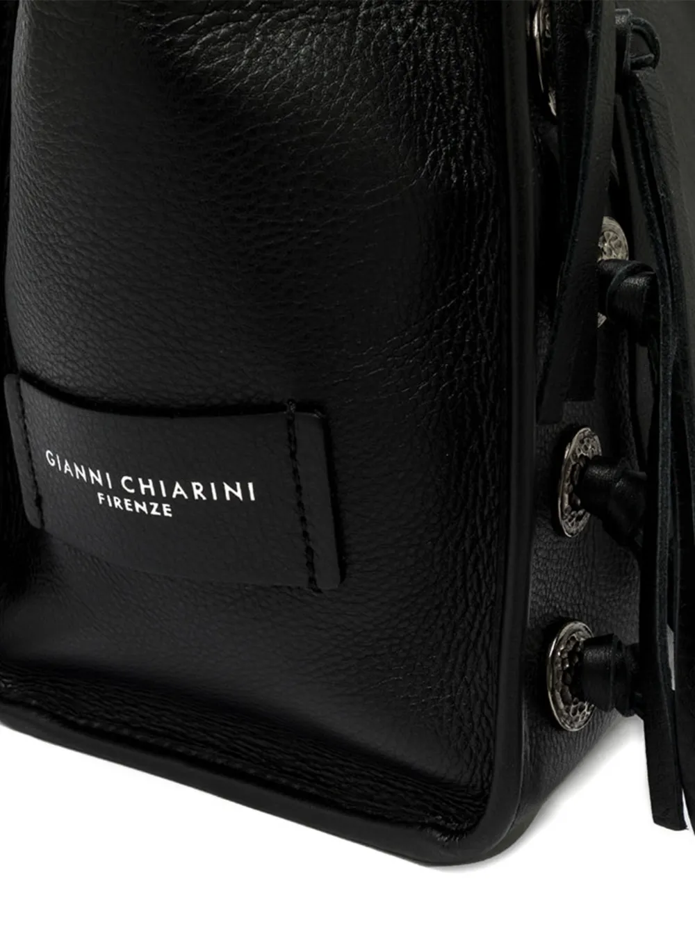 GIANNI CHIARINI Marcella leren shopper met franje Zwart
