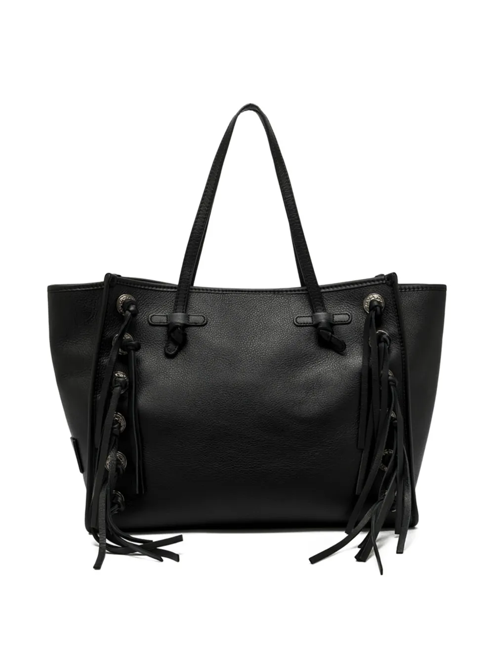 GIANNI CHIARINI Marcella leren shopper met franje Zwart