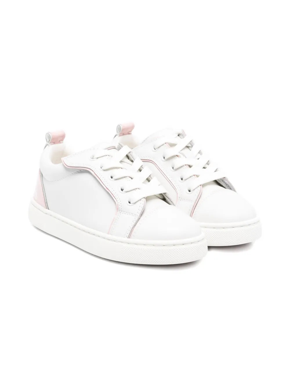 Christian Louboutin Kids leather panelled lace-up sneakers Wit