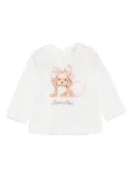 Monnalisa puppy-bow top - White