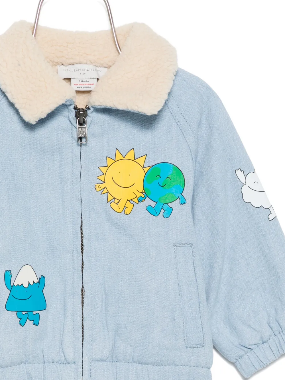 Stella McCartney Kids cartoon-patch denim jacket Blauw