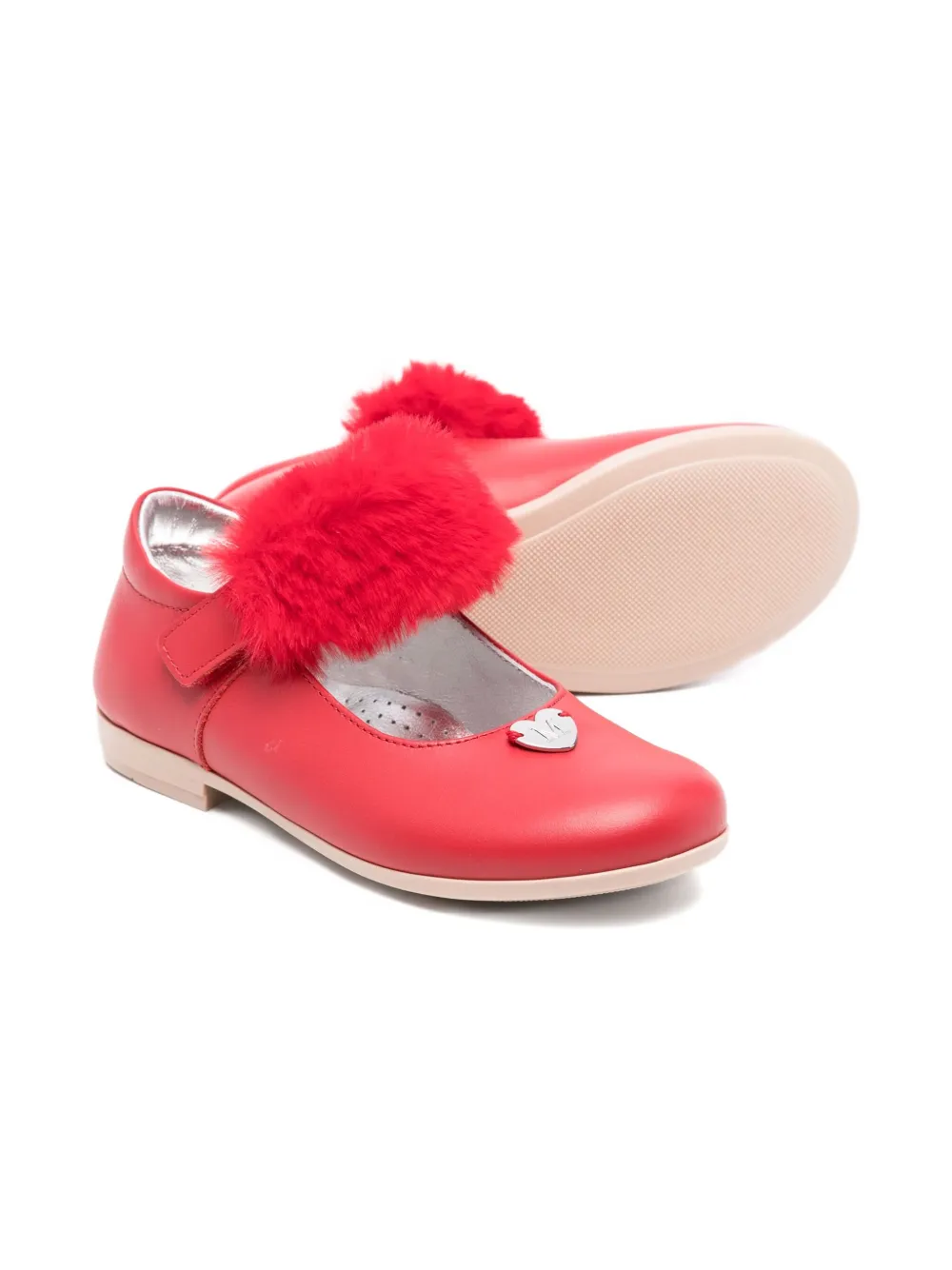 Monnalisa faux-fur-trimmed heart-detail ballerina shoes | Girls Shoes | Image 2