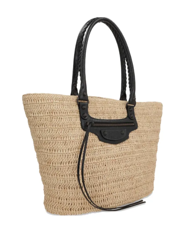 【関税&送料込】Balenciaga Raffia Medium Le City Shopping Ba Balenciaga Le City Raffia leather-trimmed Tote Bag