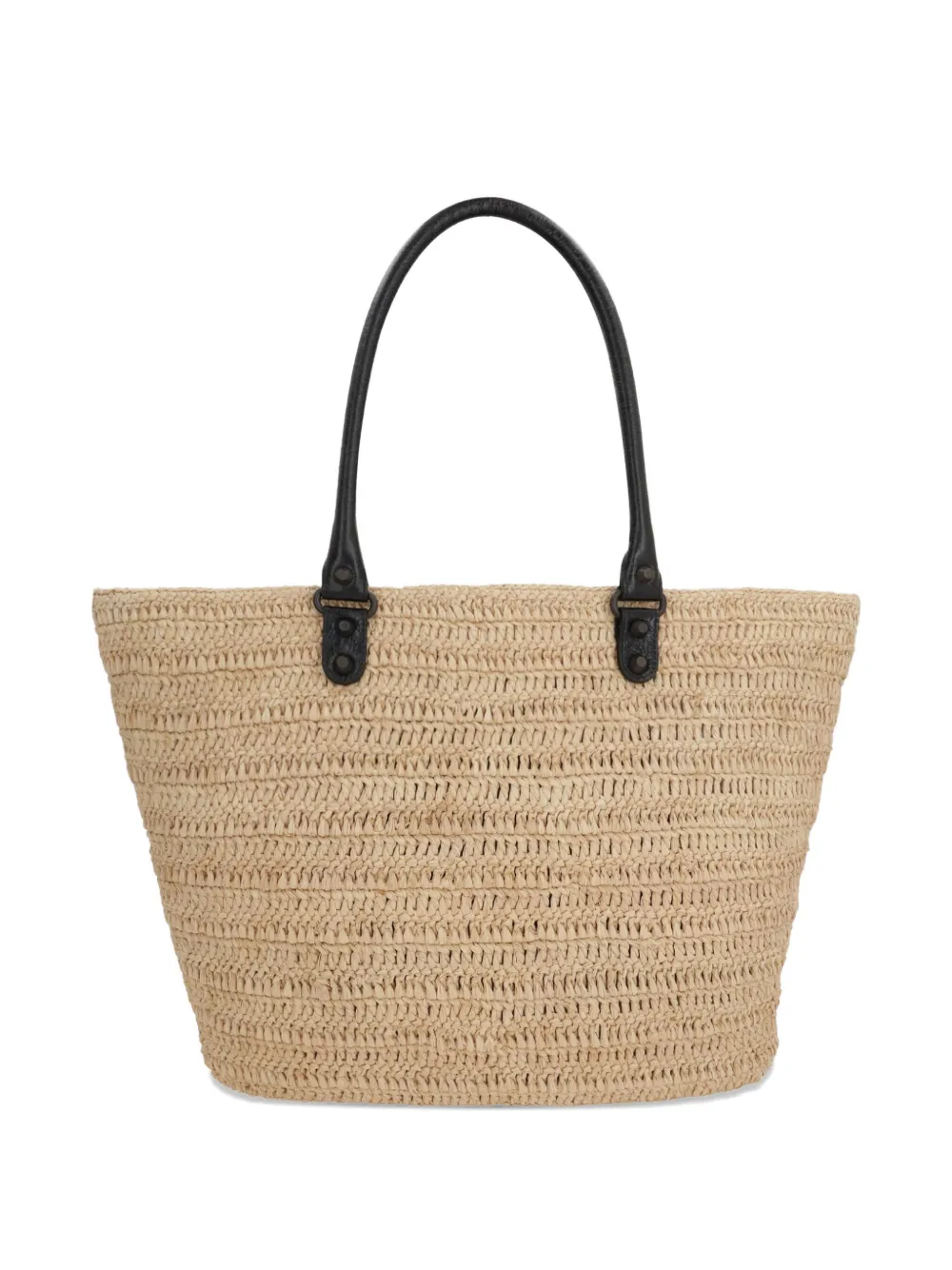 Balenciaga Le City raffia leather-trimmed tote bag Beige
