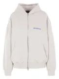 Balenciaga logo-print zip-up hoodie - White