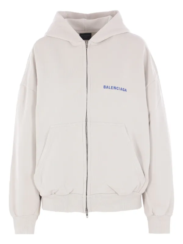 トップス BALENCIAGA Logo printed Hoodie BALENCIAGA Oversized distressed printed cotton-jersey hoodie