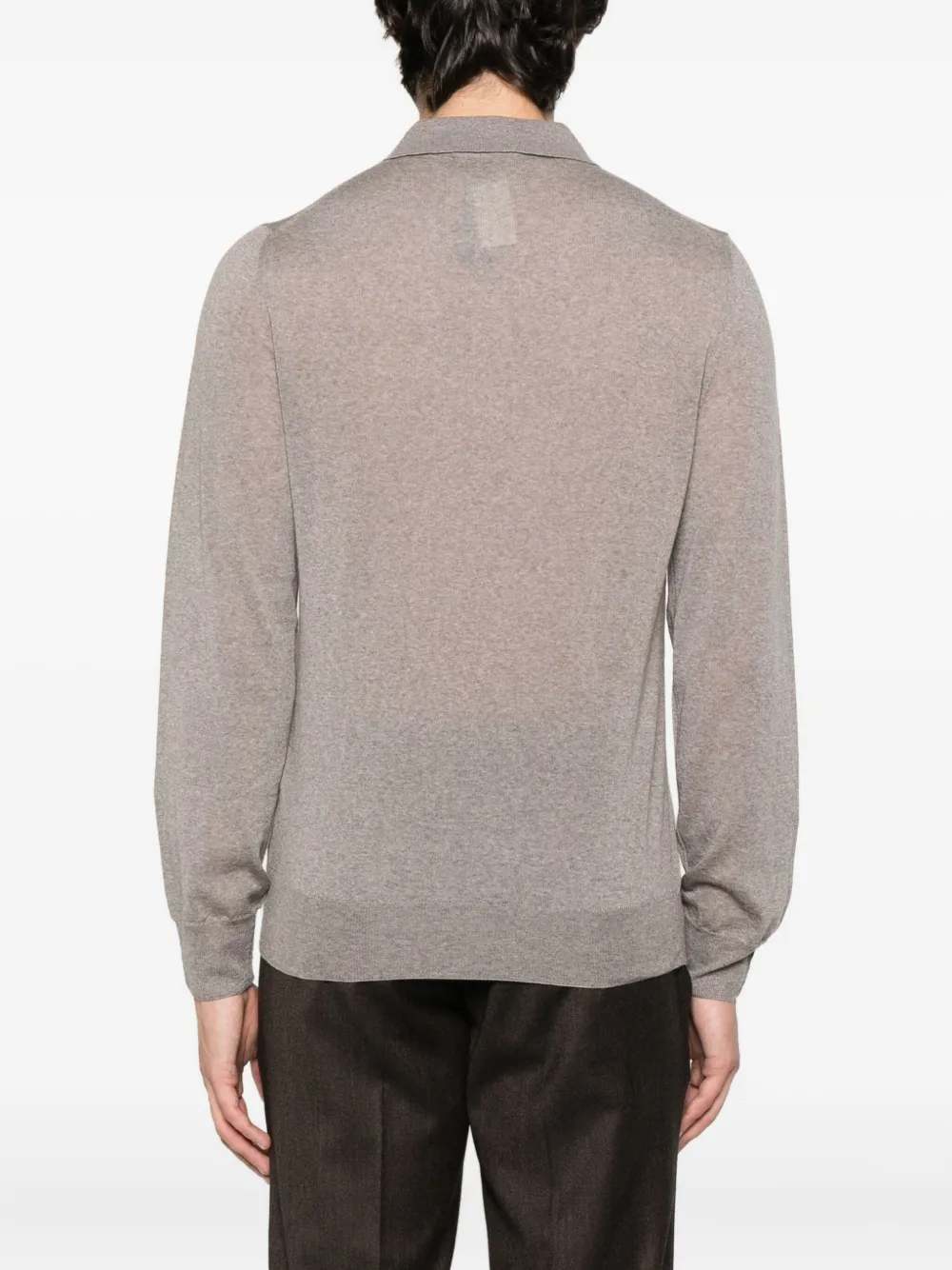 Canali knited long-sleeved polo shirt Bruin