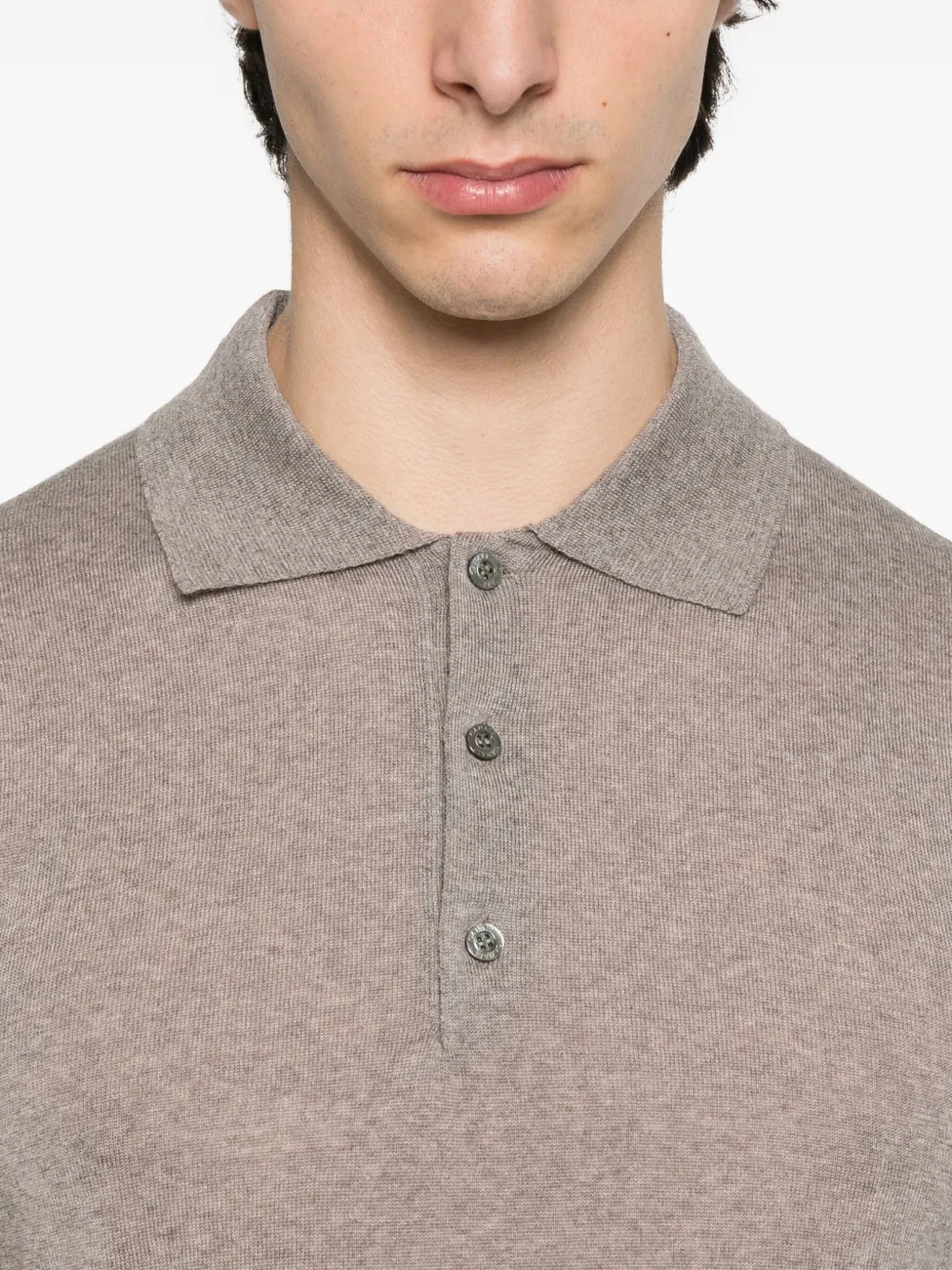 Canali knited long-sleeved polo shirt Bruin