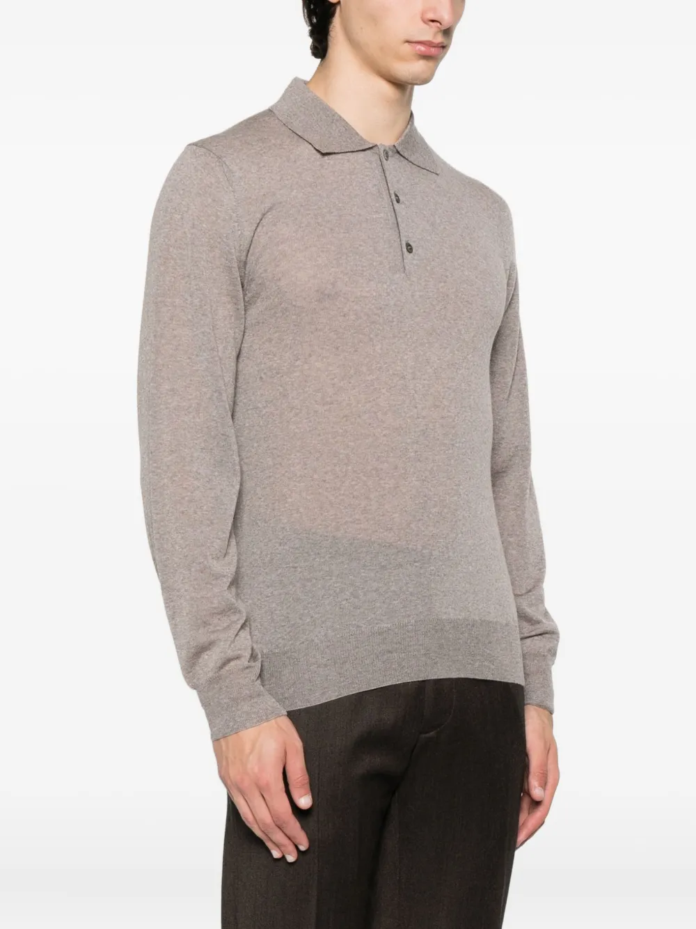 Canali knited long-sleeved polo shirt Bruin
