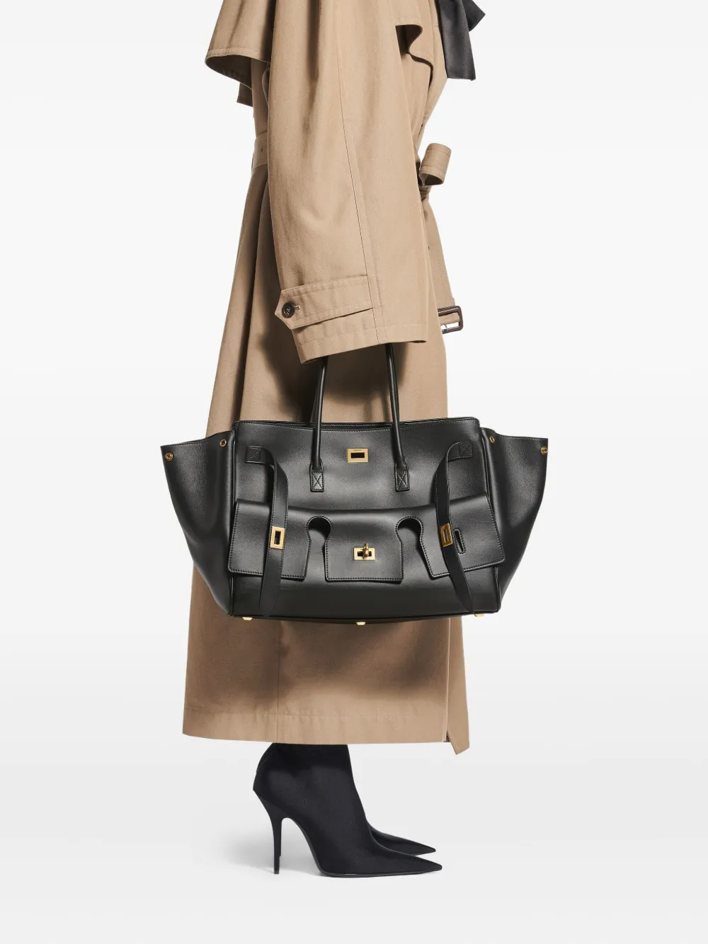Balenciaga Medium Bel Air leren schoudertas - Zwart