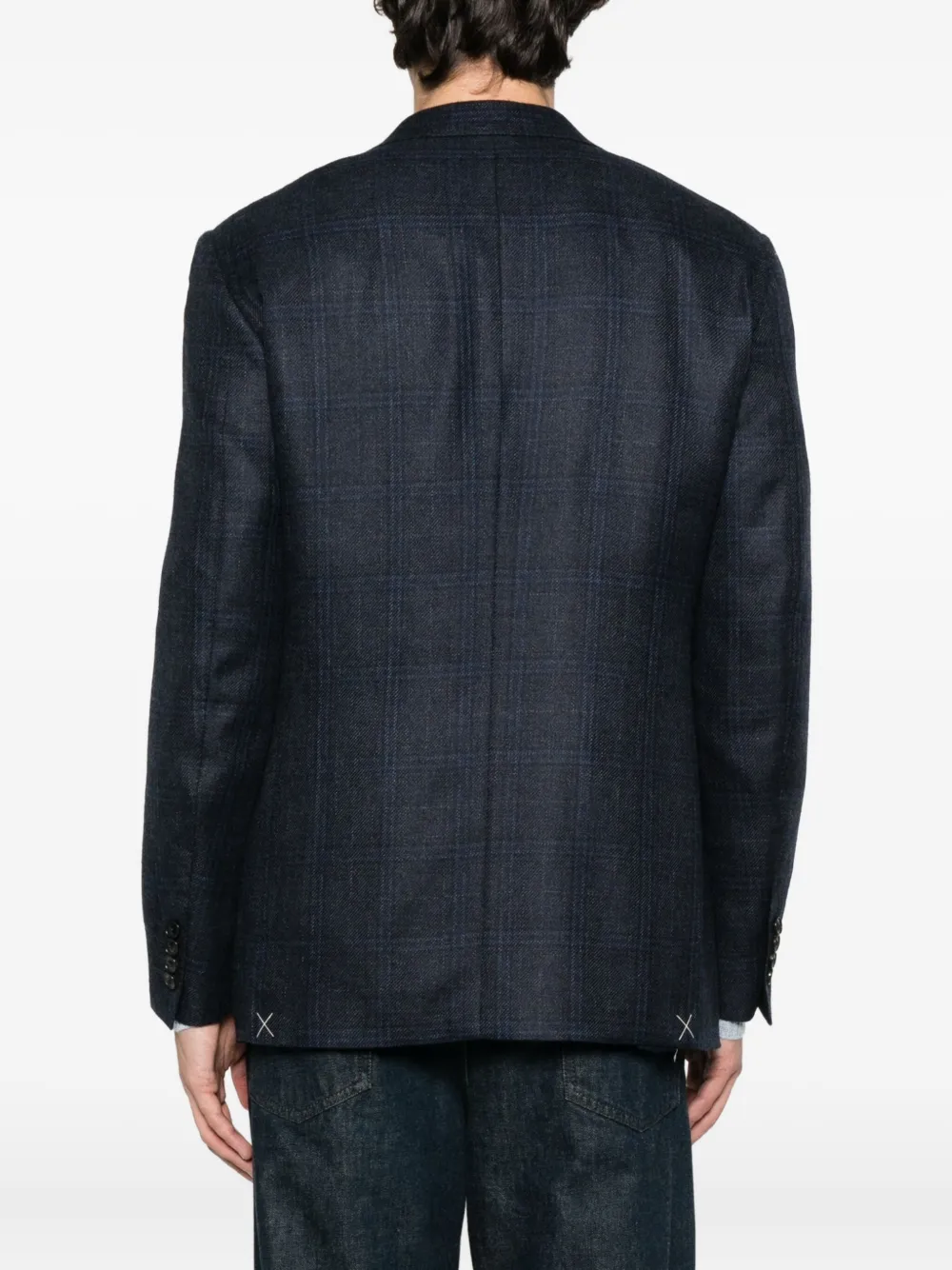 Canali Geruite blazer met twee knopen Blauw