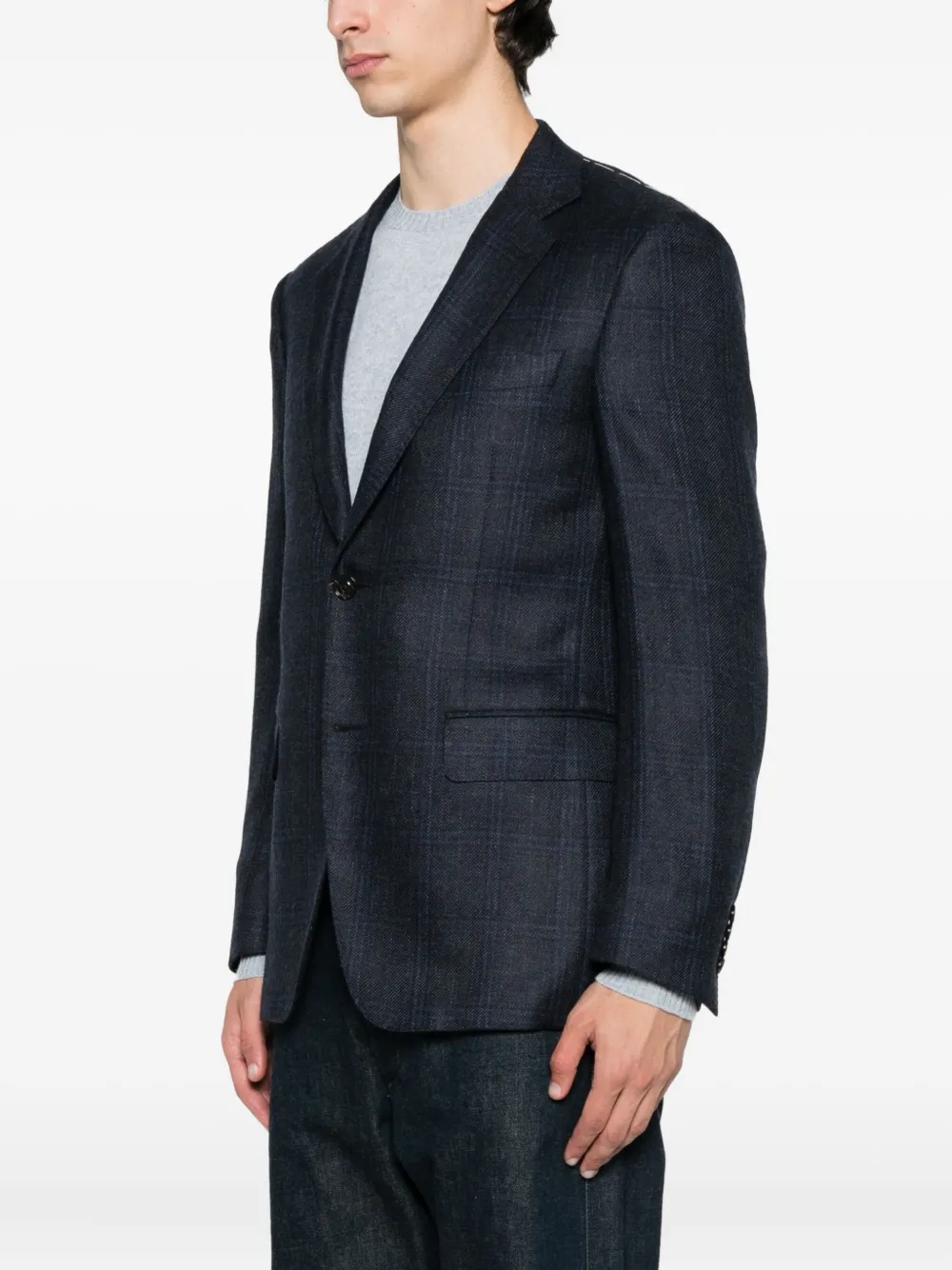 Canali Geruite blazer met twee knopen Blauw
