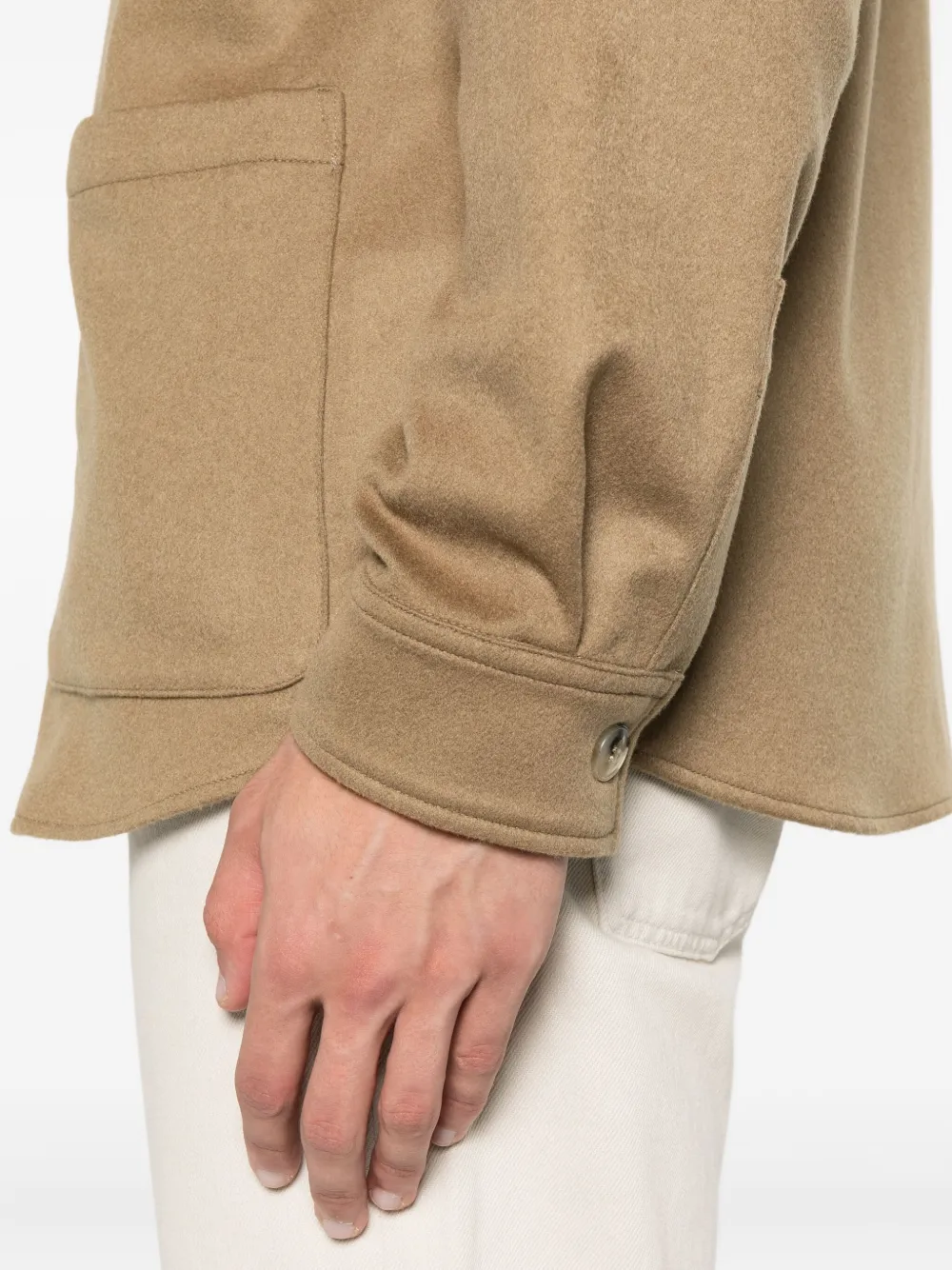 Canali Patch-pocket Buttoned Shirt Jacket In Brown