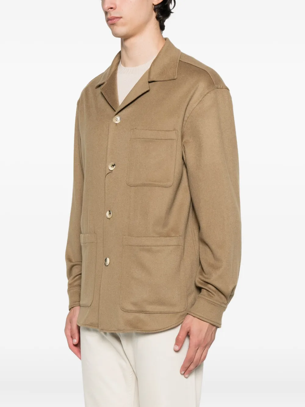 Canali Patch-pocket Buttoned Shirt Jacket In Brown