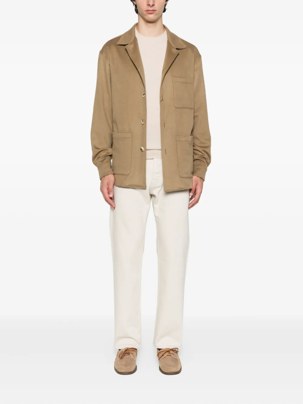 Canali Patch-pocket Buttoned Shirt Jacket In Brown