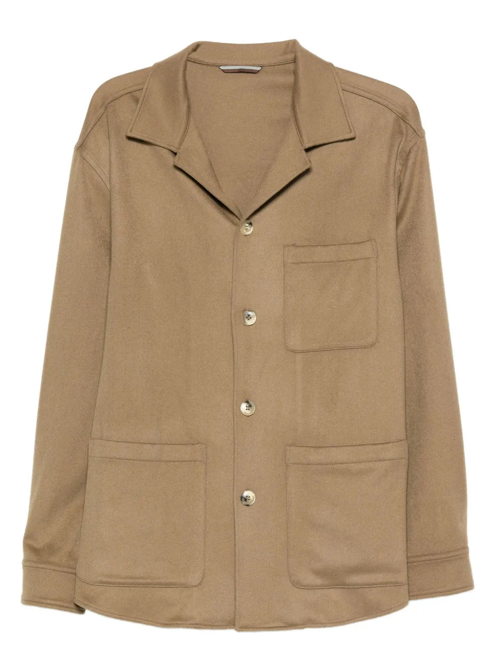 Canali Patch-pocket Buttoned Shirt Jacket In Brown