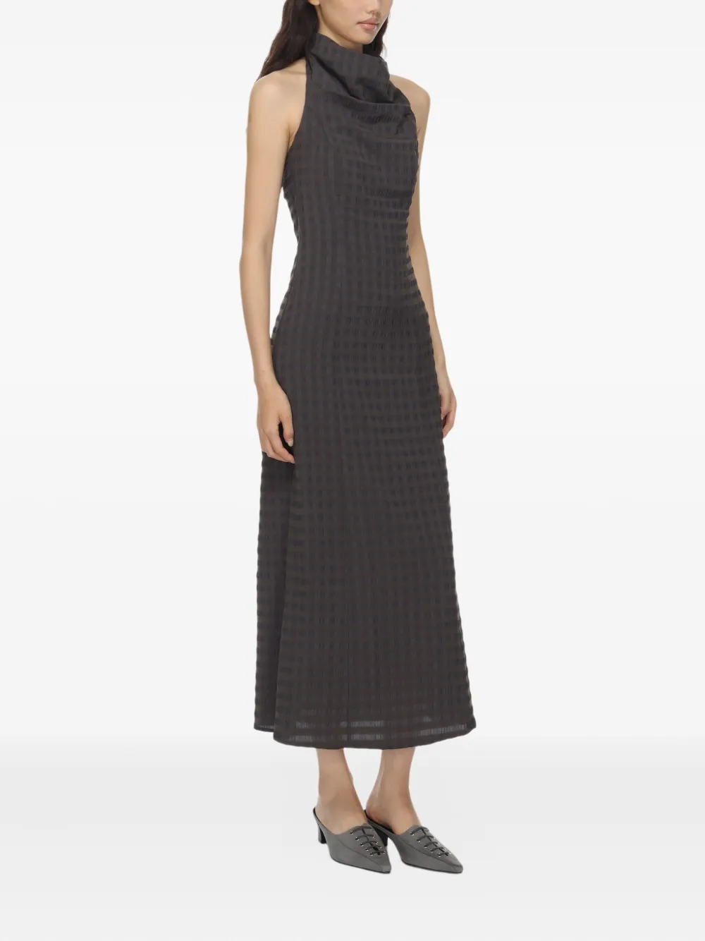 Paloma Wool Maxi-jurk met halternek en gingham ruit Grijs