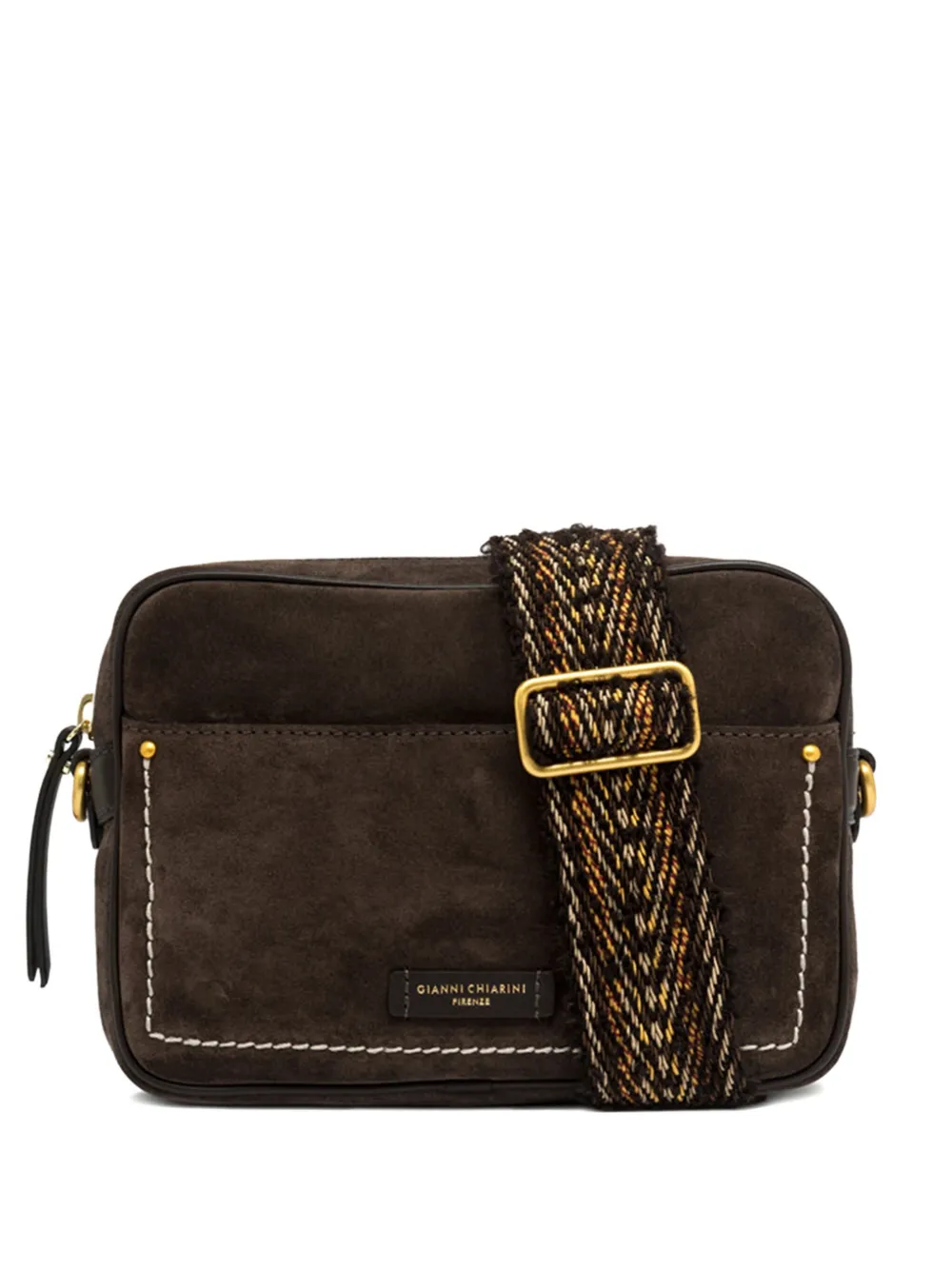 GIANNI CHIARINI Nina suede cross body bag Bruin