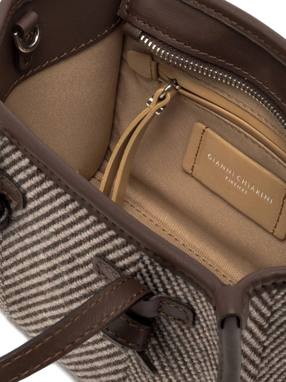 Gianni Chiarini Miss Marcella Herringbone-pattern Tote Bag In Brown